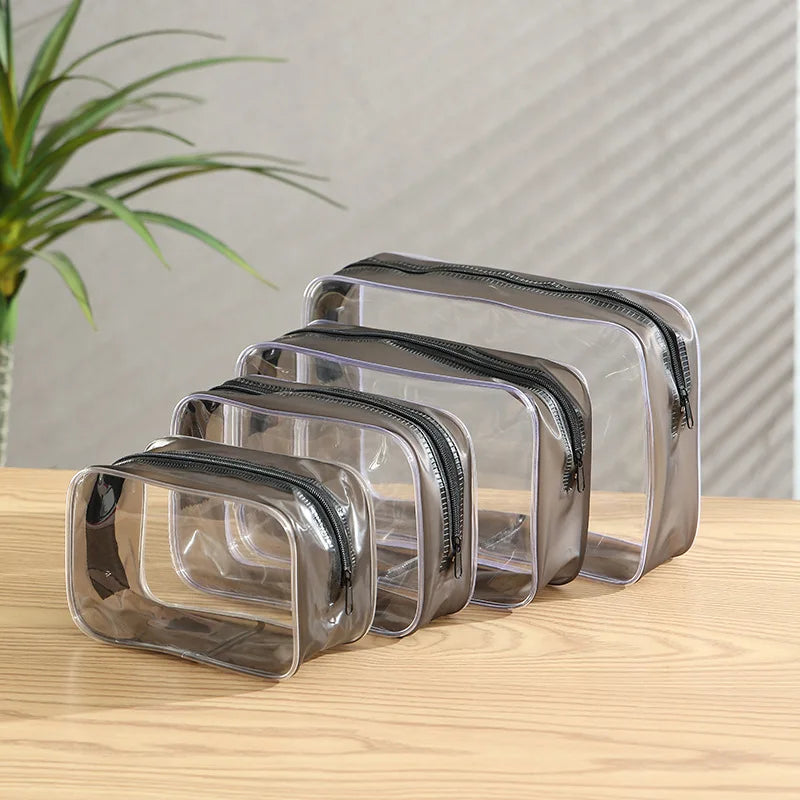 Transparent Cosmetic Bag, Clear Makeup Organizer Pouch for Toiletries, Portable Storage Bag for Travel & Gift（4pcs）