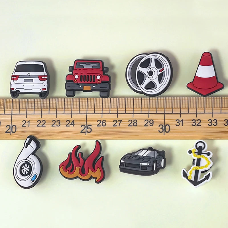 1/9pcs Cruel Jeep Sports Car Shoe Charms for Boys Kids Gift Turbine Hub Shoe Decoration Accessories  Ship's Anchor Pin Clog