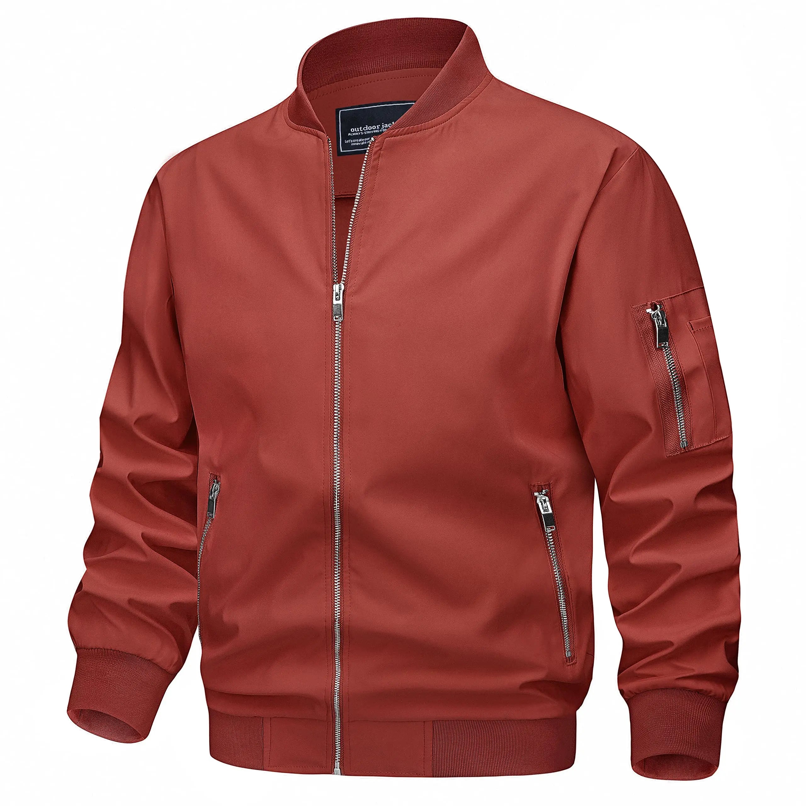 TACVASEN Spring Fall Thin Bomber Jackets Mens Jacket Lightweight Casual Windbreaker Zip Pockets Coats Biker Outwear Outdoor Male