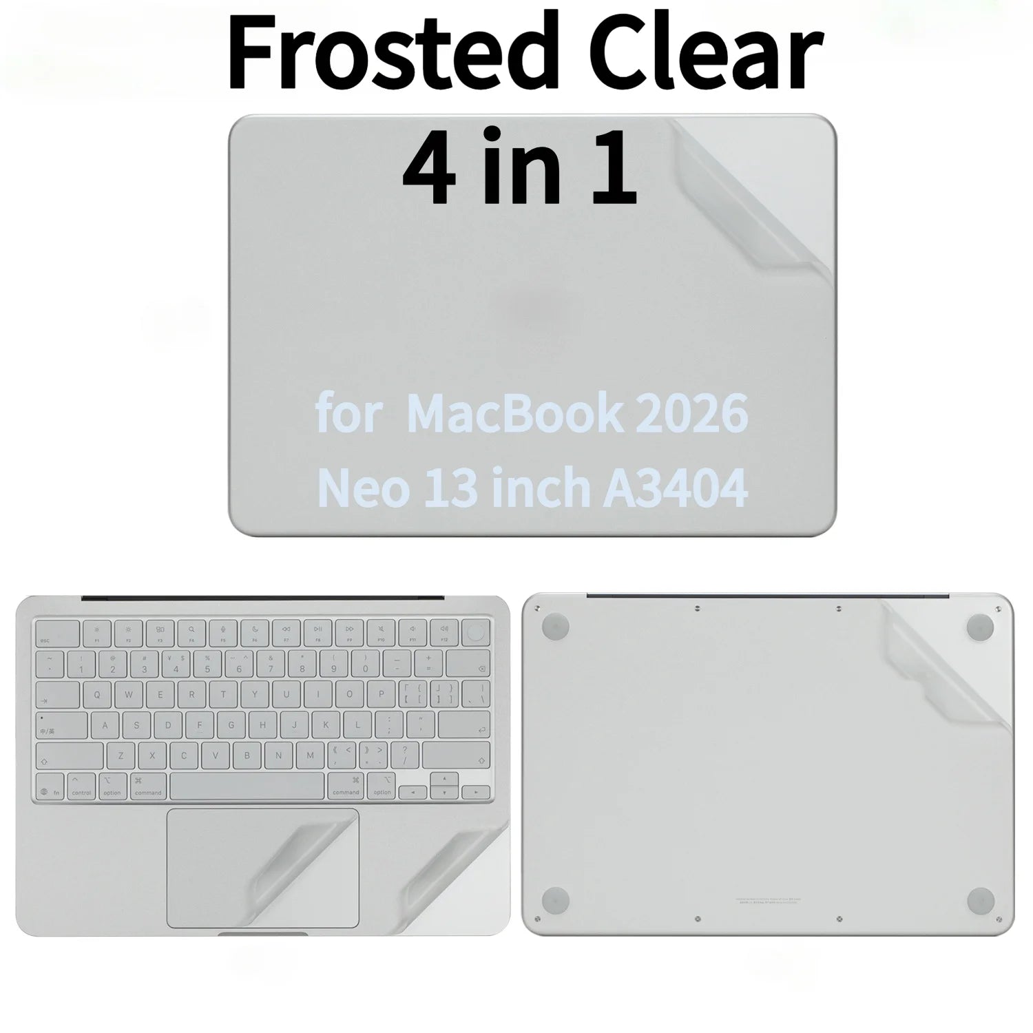 Notebook Protective Stickers for 2026 MacBook Neo 13 Inch A3404 Frosted Clear Vinyl Skin Decal Ultra-thin scratch-resistant Case