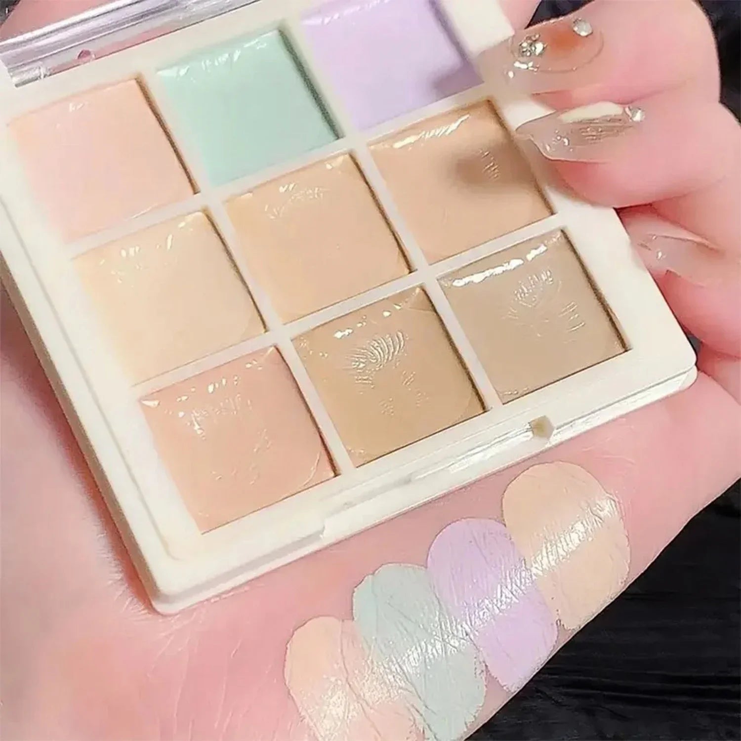 Multi-Color Concealer & Color Correcting Palette, Correcting Green/Purple Shades for Face Makeup, Blemish & Dark Circle Coverage