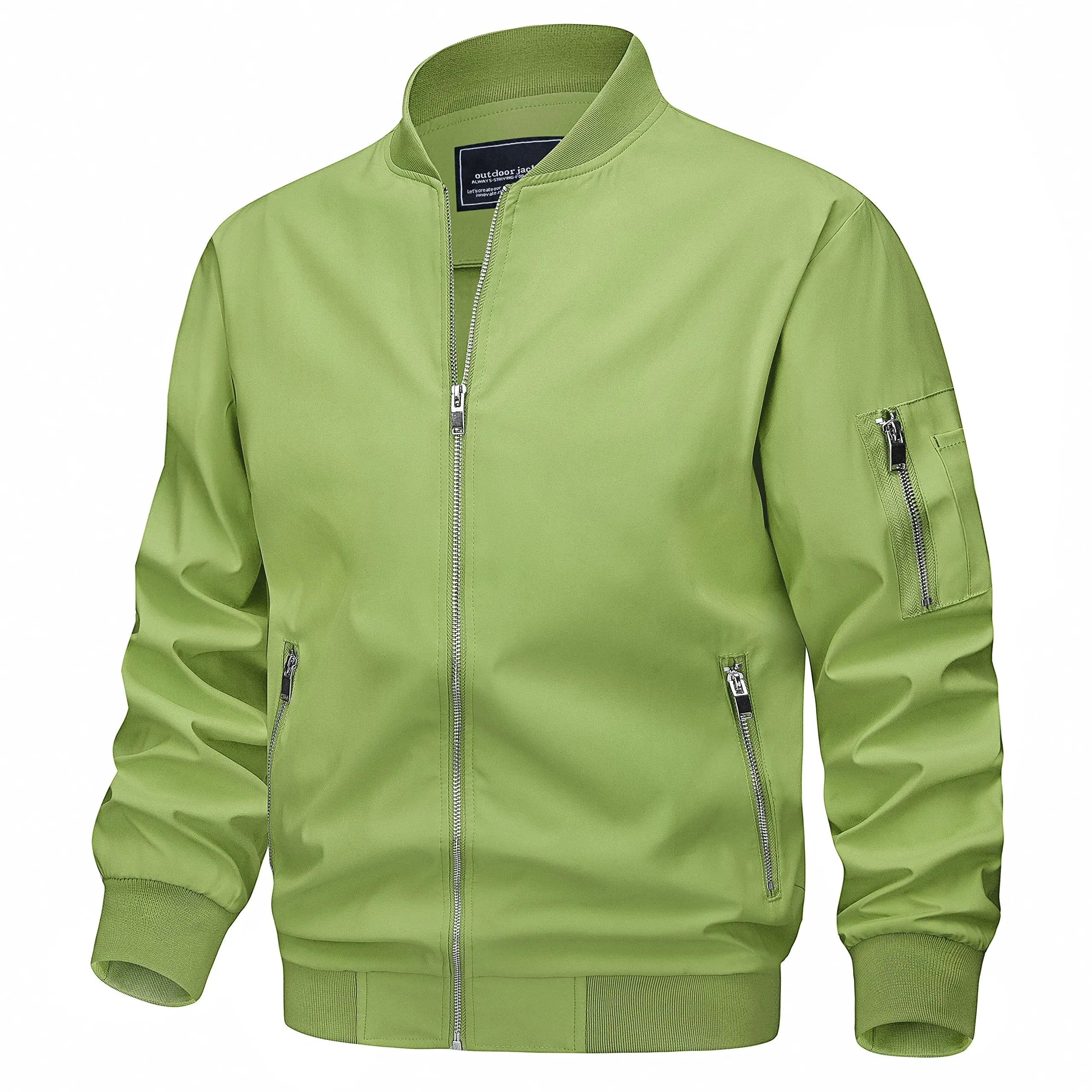 TACVASEN Spring Fall Thin Bomber Jackets Mens Jacket Lightweight Casual Windbreaker Zip Pockets Coats Biker Outwear Outdoor Male