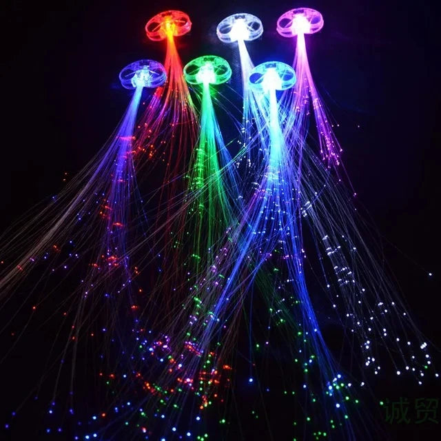 5/30PCs Colorful Luminous Braids Butterfly Glitter Fiber Optic Hair LED Silk Braids Bar Prom Aid Supplies Hairband Hair Decor