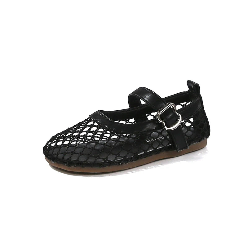 Children's Perforated Mesh Slip-on Shoes New Beige Breathable Boys' Girls' Leather Shoes Pink Soft Anti-slip Kids Baby Sandals