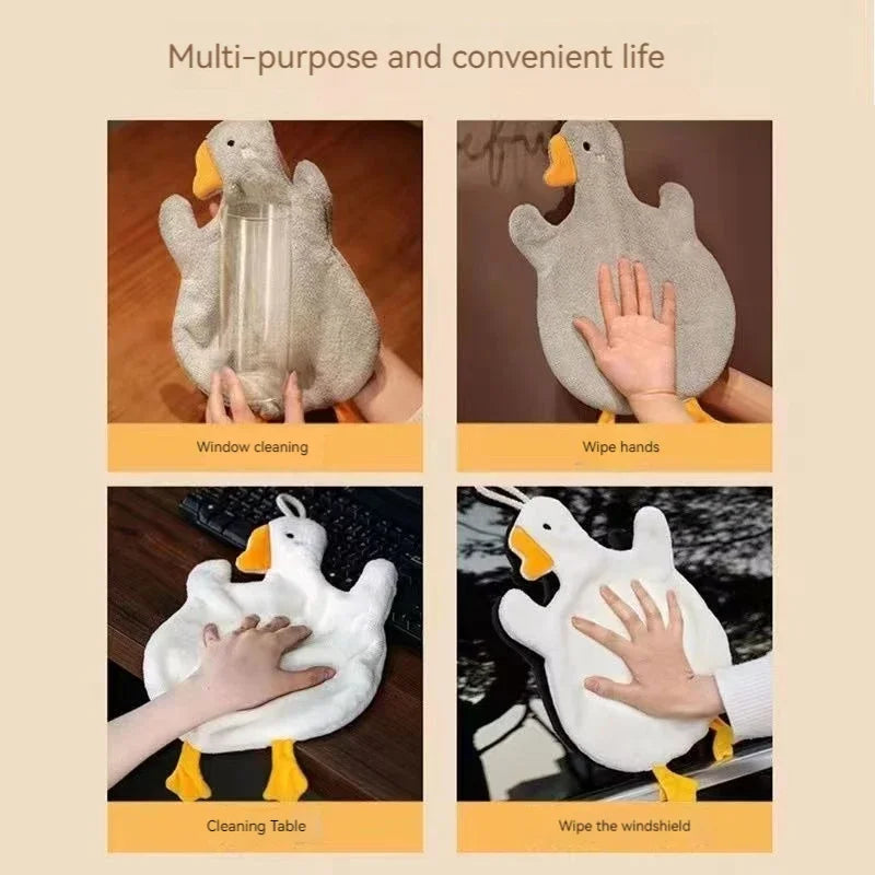 Cartoon Goose Hand Towel for Kitchen Bathroom & Toilet Super Absorbent Quick Dry Hanging Type Hardwearing