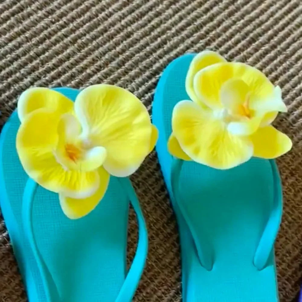 1 Pair Simulation Coloful Thai Fairy Butterfly Flower Shoe Buckles Personalized Design Butterfly Orchid Simulation Buckles Decor