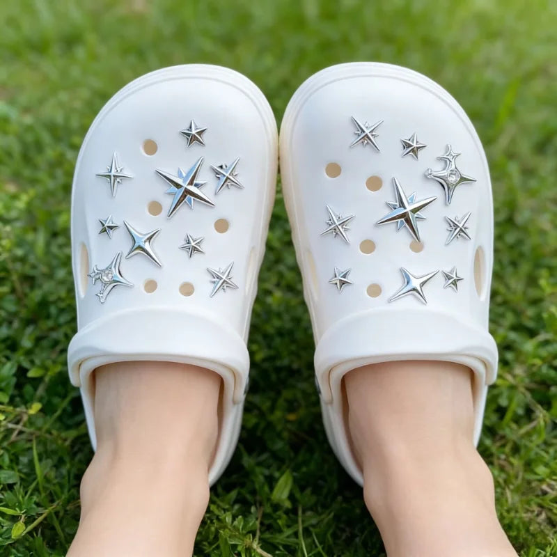 18pcs/Set Detachable Punk Style Metal Rivets Decorative Buckles For Garden Shoes & Hole Shoes New