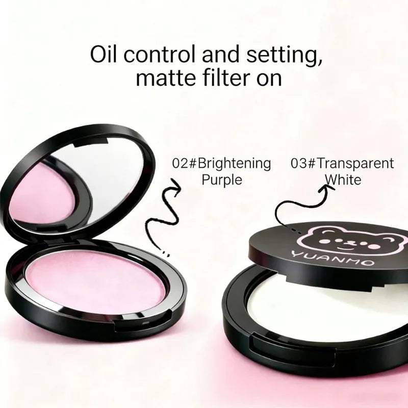 Transparent White Pressed Powder Oil Control Silky Soft Focus Foundation Palette Concealer Brighten Modifying Dullness Makeup