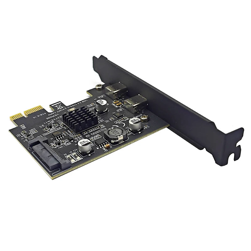 SATA Power USB3.2 Gen2 10Gbps ASM3142 Chip 2Port TYPE-C PCIE Card for Desktop PC PCI Express 3.0 X1 to Dual USB-C Expansion Card