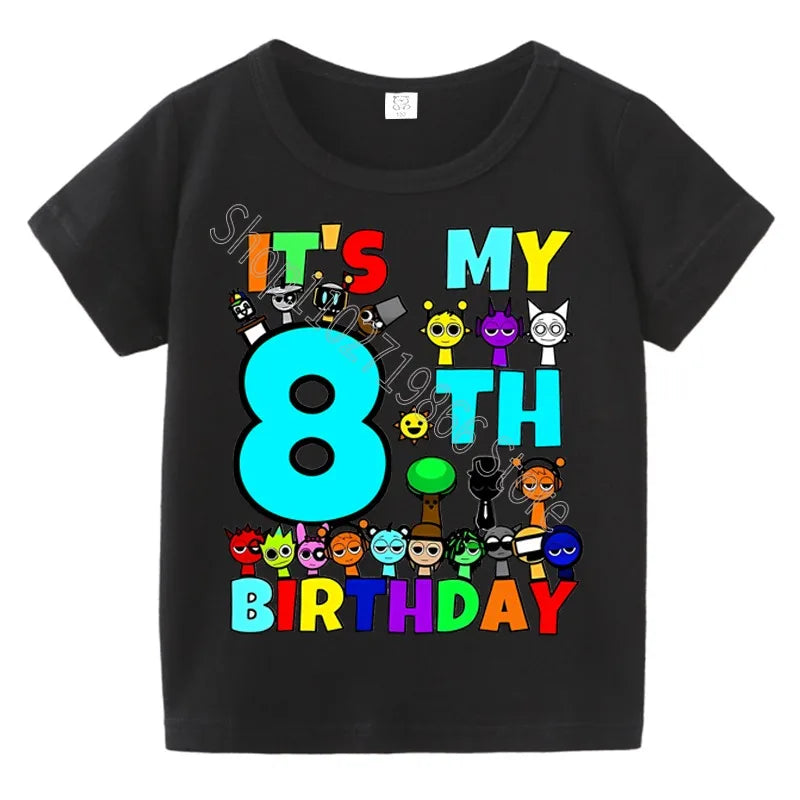 Summer Short Sleeves Sprunki Incredibox Print Children T-shirts Kids Clothes Boys Girls Cotton Tees Tops Birthday Party Gifts