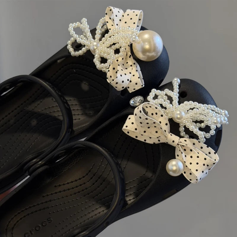 Bling Silver Rhinestone Flower Shoe Charms Metal Bead Bow & Heart Clog Charms Luxury DIY Shoe Decoration Punk Y2K Style Clog Pin
