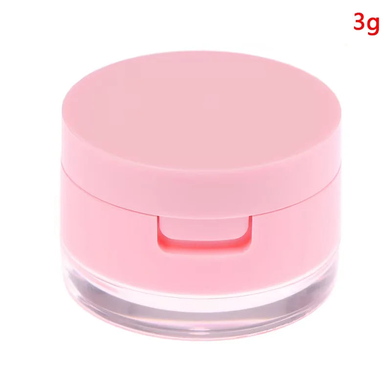 1pc Portable Plastic Powder Box Empty Loose Powder Container With Sieve Mirror Cosmetic Sifter Loose Jar Travel Makeup Container