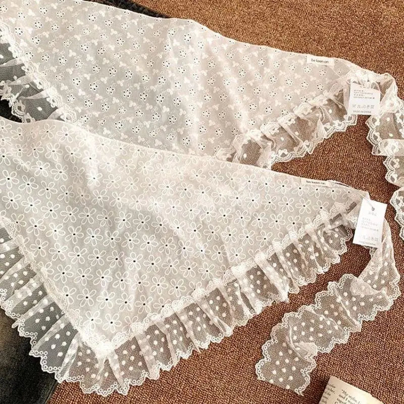 INS Style Triangular Lace Handkerchief Personalized Trendy Layering Of Small Aprons Soft Versatile Korean Headscarf Hair Scarves