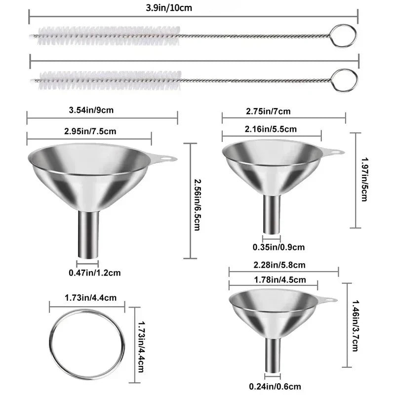 3/5 Pcs Stainless Steel Kitchen Funnels Set Food Grade Metal Funnels for Filling Bottles Small Funnels for Essential Oil Spices