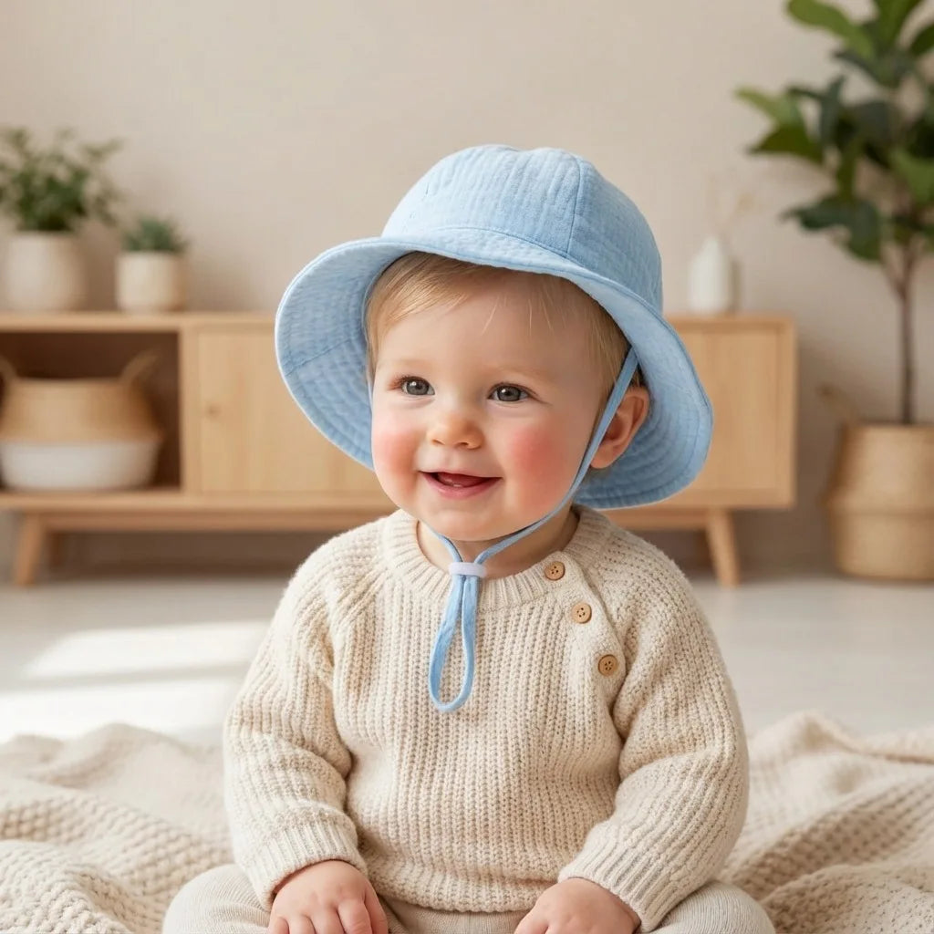 Baby Cotton Bucket Hats New Children Sunscreen Outdoor Caps Boys Girls Print Panama Hat Unisex Beach Fishing Hat For 3-12 Months
