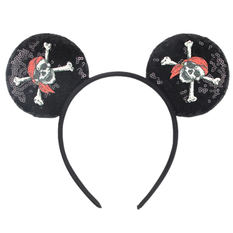 2025 New Style Mickey Minnie Ear Headband Sequin Bows Girl Adult Kids Halloween Party Cosplay Hair Accessories Princess Hairband