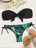 Beach Bikini 2026 Woman Sexy Front Lace Up Tie Bandeau Leopard Swimsuit Female Push Up Ruffled Bow Bathing Suit Thong Swimwear