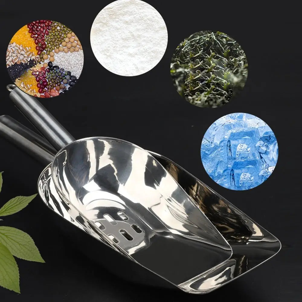 High Quality Stainless Steel Ice Scoops Kitchen Gadget Durable Bar Ice Scoop Easy to Clean Smooth Ice Shovel for Grain