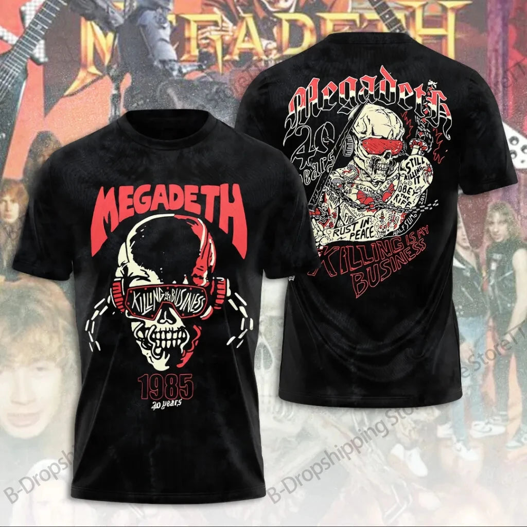 Mens T Shirt Rock Megadeth Band 3D Print T-shirt Men Fashion Short Sleeve Tops Tees Kids Clothing Punk Hip Hop Harajuku Tops