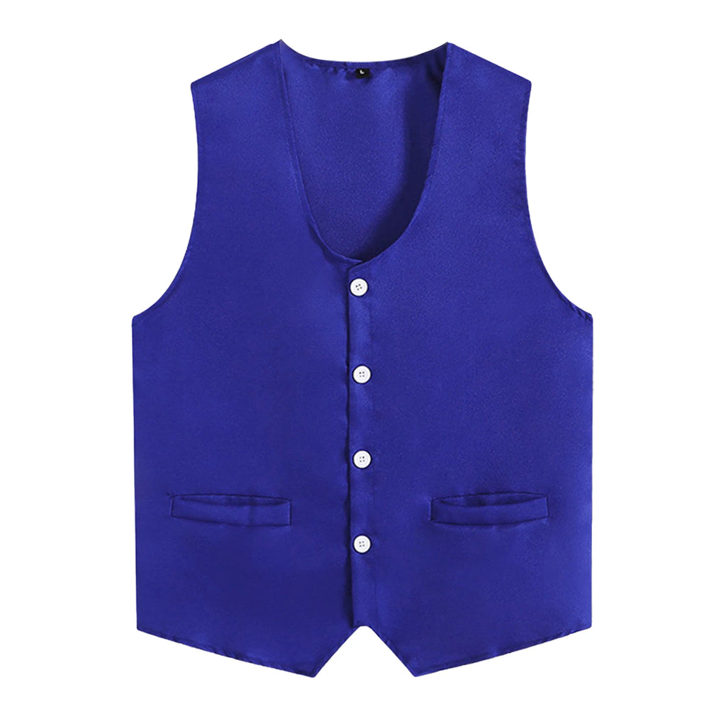 Kids Boys Girls Button Volunteer Vest Solid Color V Neck Sleeveless Waistcoat Volunteers School Camp Activities Uniform