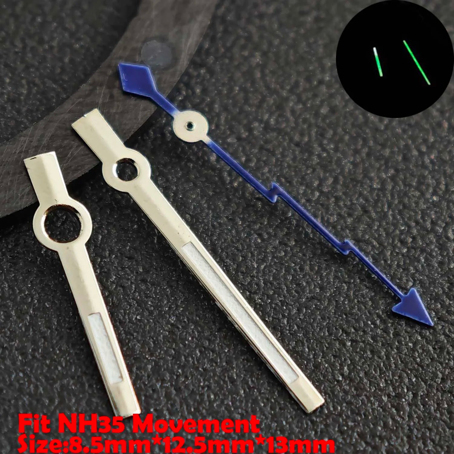 NH35 Hands Watch Hand Suitable for NH35/NH36/NH38/NH72 Movements, Green/Blue-Green Luminous Watch Hands, Replacement Part