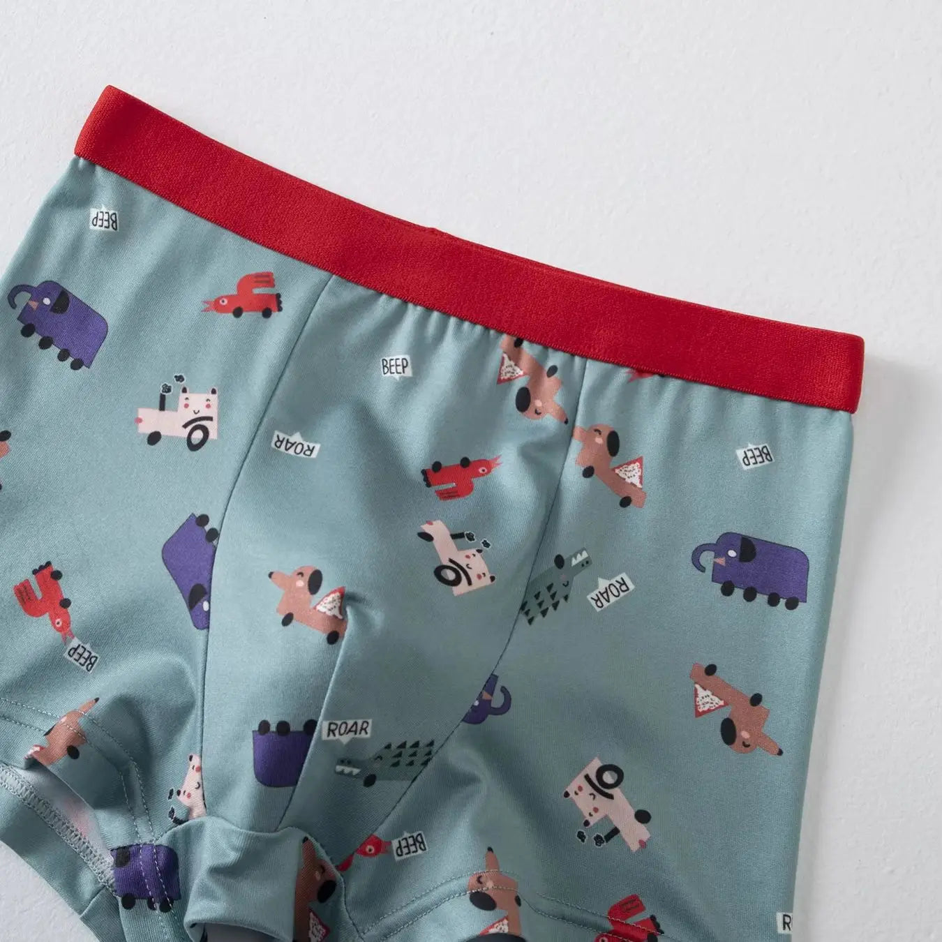 4 pieces of cute cartoon elastic waisted underwear for boys in all seasons, comfortable boxer shorts, multi-color home shorts