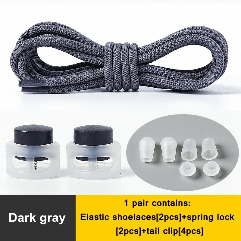 1 Pair Lazy Laces Elastic For Sneakers Snap Lock Shoelaces Without Ties Suitable For Children And Adults Round Shoelace Artifact
