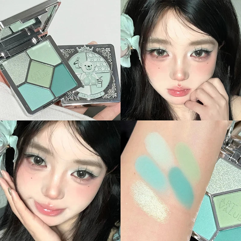 5 Colors Eyeshadow Palette Purple Glitter Pearlescent Matte Eye Shadow Shimmer Makeup Long Lasting Women Beauty Eye Cosmetics