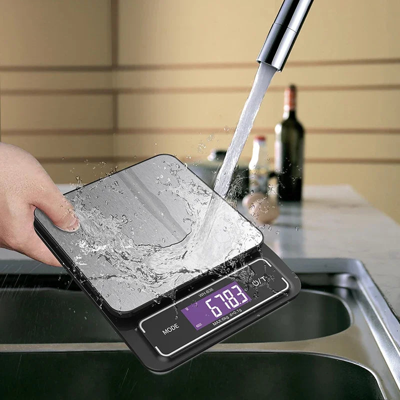 6kg/0.1g 10kg/1g Digital Electronic Kitchen Scale LCD Display Fully Waterproof Stainless Steel Measuring Weighing Baking Tool