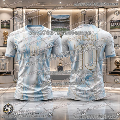 2026 Messi Football Fans Commemorative Jersey Quick Dry Breathable Casual Sports Soccer Shirt Short Sleeve Tee for Kids Adults