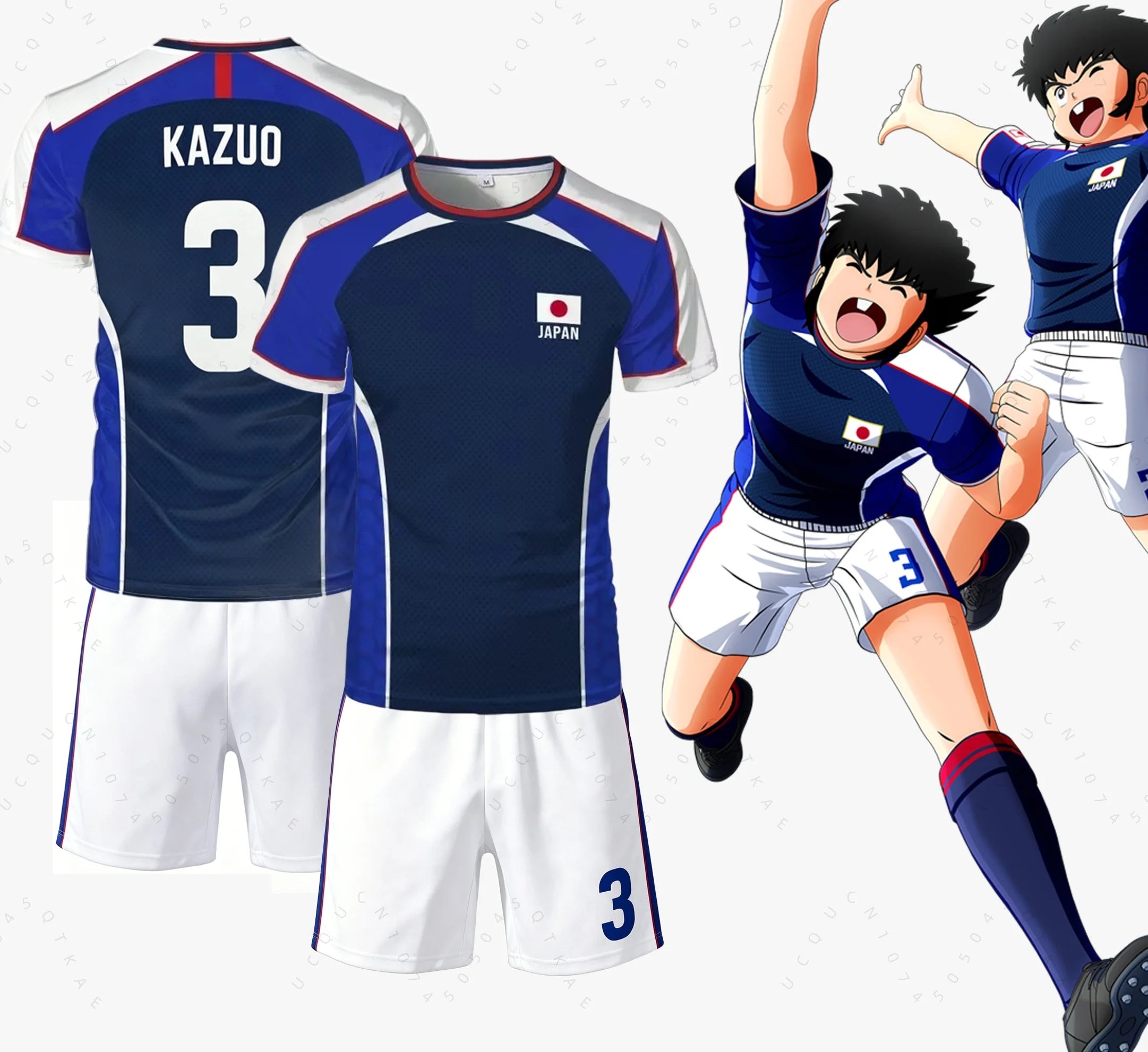 Piece Outfit Children Tracksuit Captain Tsubasa Football No.10 Print T Shirts Can Choose T-Shirts Or Shorts Kids Adult Clothes