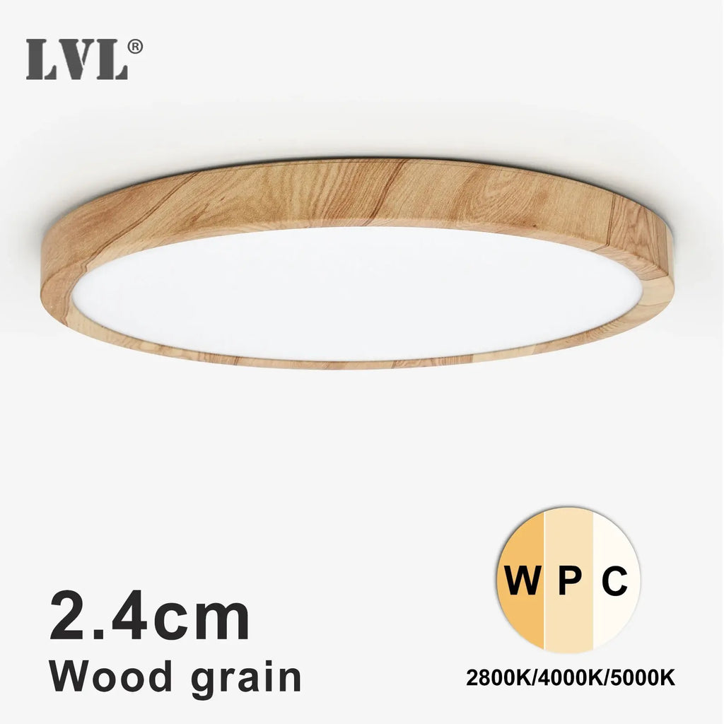 LVL LED Ceiling Light Wood Grain & White 3 in 1 Lighting Colors Home Lighting Kitchen Bedroom Bathroom Round Flush Ceiling Lamp