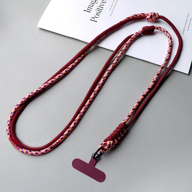 Braided Phone Lanyard Long Crossbody Shoulder Strap Adjustable Outdoor Sports Mountaineering Rope Anti Loss Neck Phone Strap