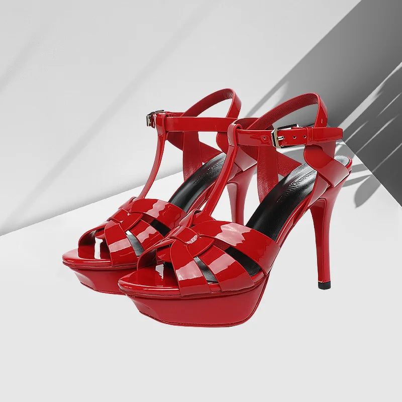 2024 New 10cm High Heel Sexy Fashion Fish Mouth Waterproof Platform Spring/Summer Fine Heel Sandals Steel Pole Dance Striptease