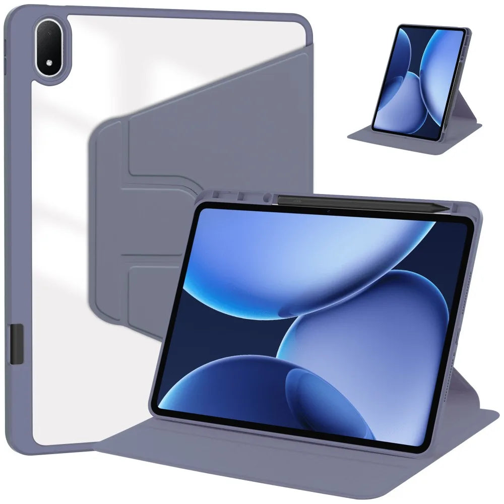Tablet Case For OnePlus Pad 3 2Pro Oppo Pad 4 4Pro 13.2 IN with Pen Holder 360° Rotating Clear Hard Stand Flip  Shockproof Cover