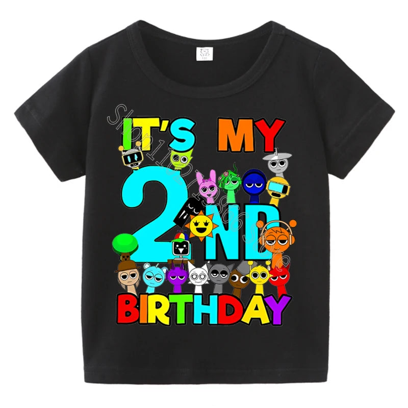 Summer Short Sleeves Sprunki Incredibox Print Children T-shirts Kids Clothes Boys Girls Cotton Tees Tops Birthday Party Gifts