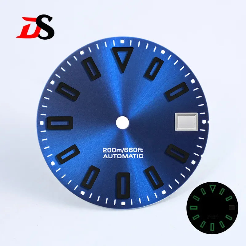NH35 Dial Matte Dial Hollow Index 28.5mm BGW9 C3 Lume for NH35/NH34 Movement Custom Logo Watch Accessories