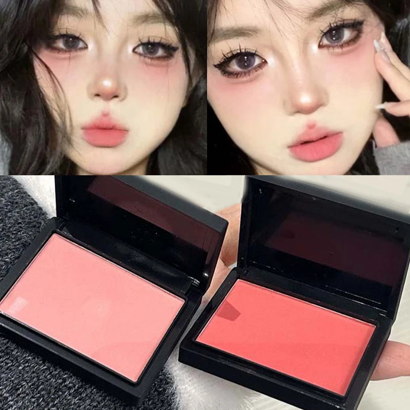 Low Saturation Silky Bean Paste Red Rouge Powder Single Color Natural Matte Cheek Blush Makeup Face Contouring Cheek Tint