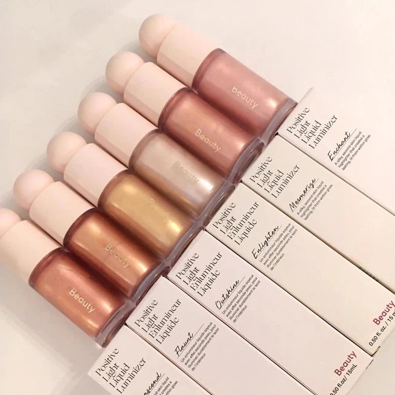 Hot Positive Light Liquid Luminizer 3D Face Contour Liquid Bronzer Shade Long Lasting Waterproof Brighten Makeup Glossy Lipstick