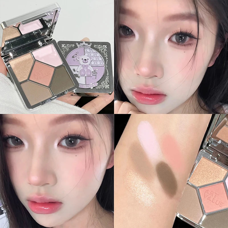 5 Colors Eyeshadow Palette Purple Glitter Pearlescent Matte Eye Shadow Shimmer Makeup Long Lasting Women Beauty Eye Cosmetics
