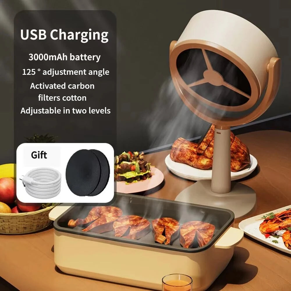 Electric Desktop Range Hood USB Adjustable Angle Portable  Mini High Suction Power Exhaust Fan for BBQ Hot Pot Kitchen Appliance