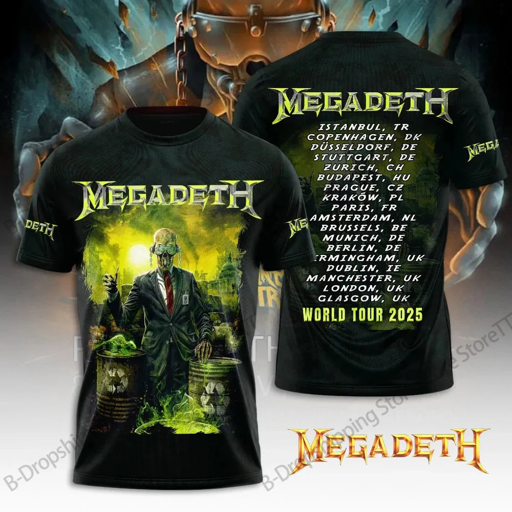 Mens T Shirt Rock Megadeth Band 3D Print T-shirt Men Fashion Short Sleeve Tops Tees Kids Clothing Punk Hip Hop Harajuku Tops