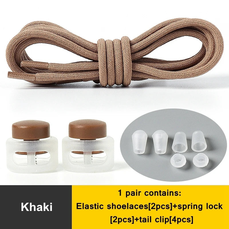 1 Pair Lazy Laces Elastic For Sneakers Snap Lock Shoelaces Without Ties Suitable For Children And Adults Round Shoelace Artifact
