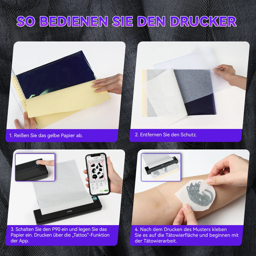 PeriPage P90 Thermal Tattoo Stencil Printer, Wireless Tattoo Machine with 5pcs Free Transfer Paper - Compatible with Phone & PC