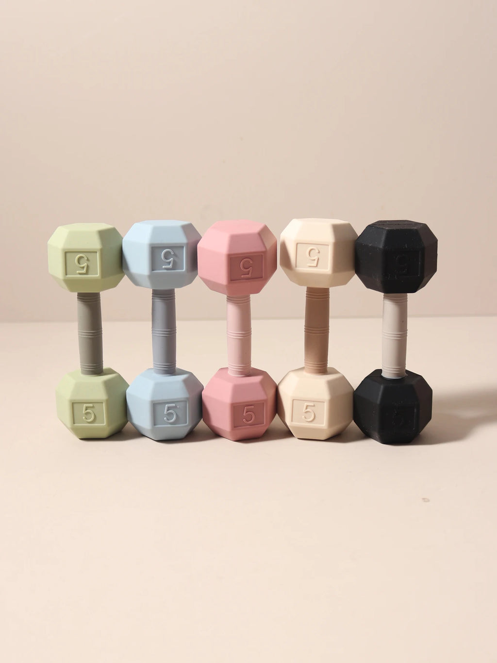 2-in-1 Barbell Shape Silicone Teether baby Rattle toy with sound 5kg
