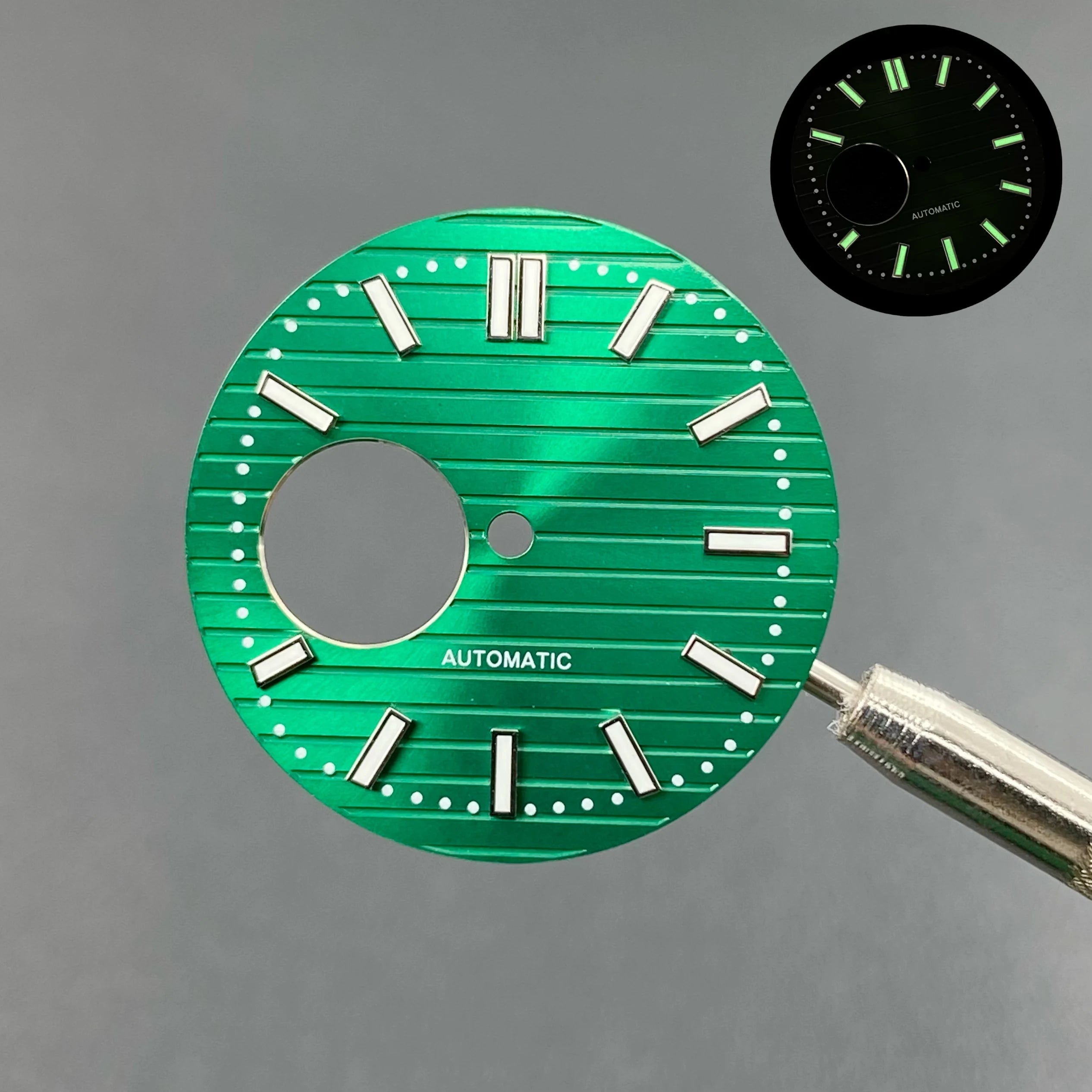 N30.5MM Dial Nautilus No Logo Watch Dial Green Luminous With Hands Suitable for NH38 Movement Modification Repair Accessories
