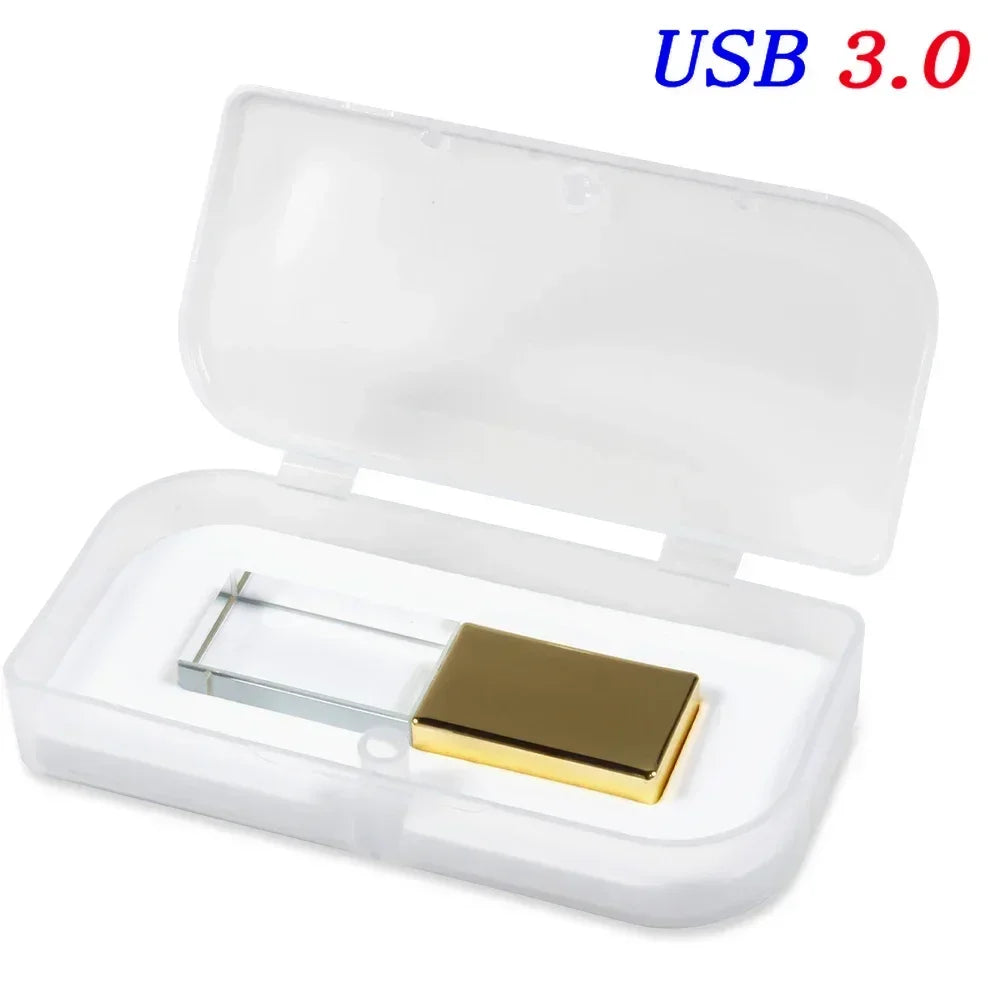 JASTER USB 3.0 Flash Drive Rose Gold Crystal Custom 3D Logo Pen Drive Wedding Cool Gift Pendrive Black Memory Stick 128GB 64GB
