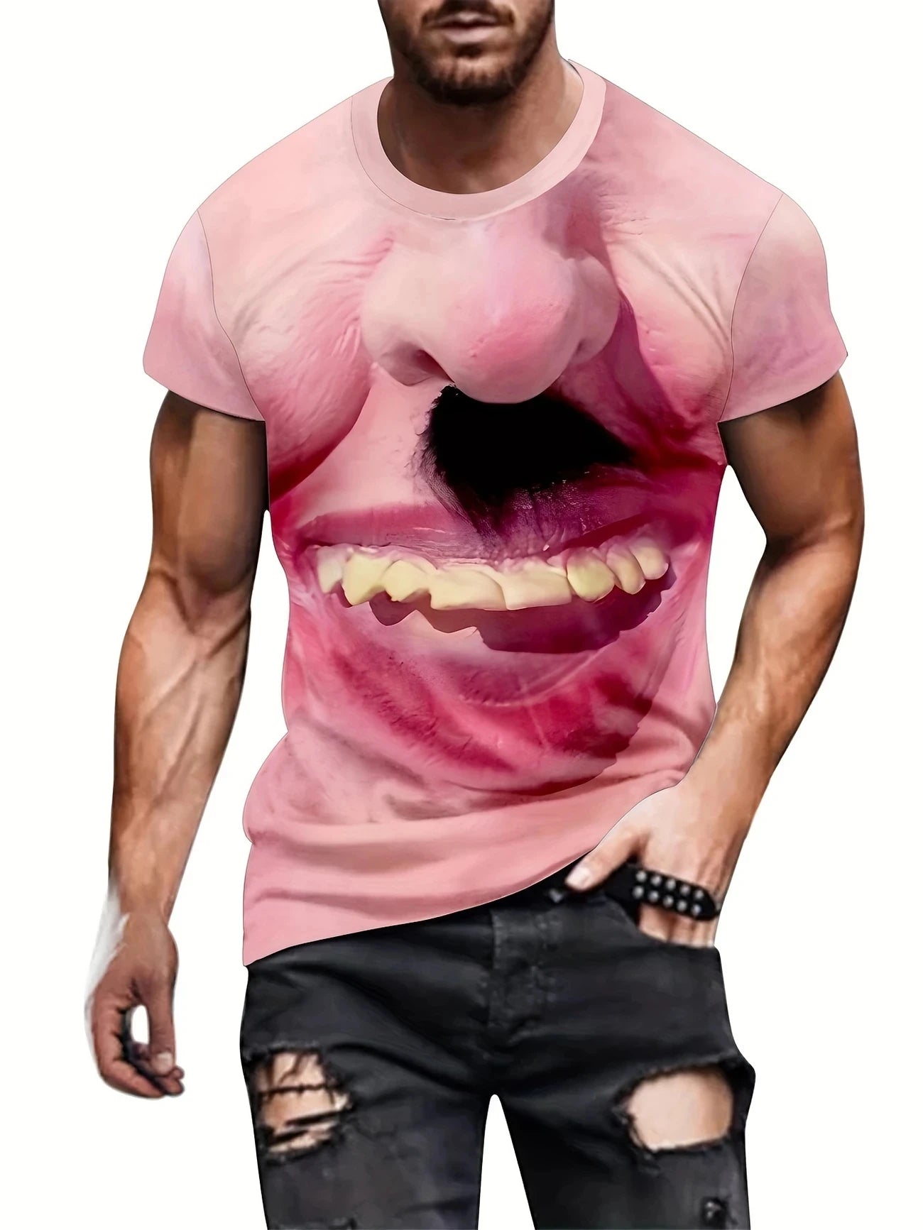 New Summer Men's T-shirt Funny Printed Pattern Short Sleeve Summer Outdoor Fashion Round Neck Tops Men's Clothing Abstract Art