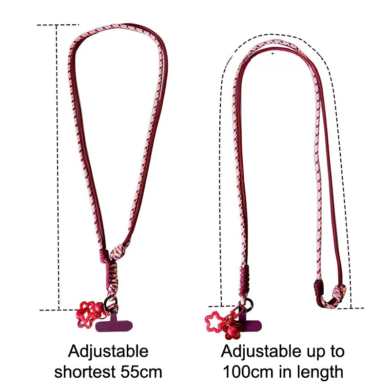 Braided Phone Lanyard Long Crossbody Shoulder Strap Adjustable Outdoor Sports Mountaineering Rope Anti Loss Neck Phone Strap