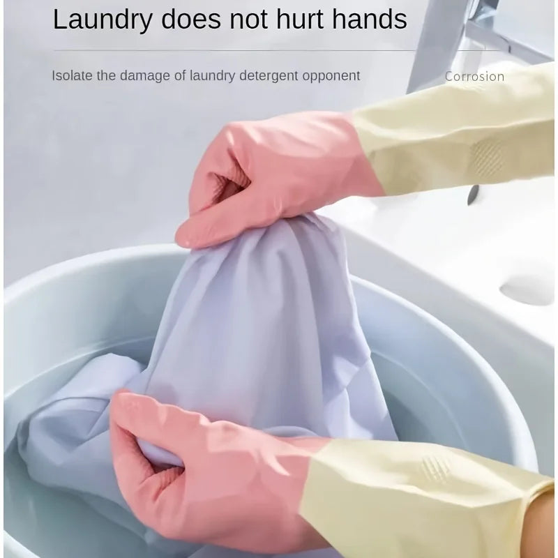 4pcs Waterproof Housework Cleaning Gloves Kitchen Cleaning Latex Laundry Dishwashing Gloves Wear Resistant Rubber Work Gloves